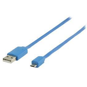 Kabel usb2.0 typ a - micro usb typ b, modrý - 1m