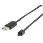Kabel USB2.0 typ A - micro USB typ B, černý - 1m